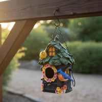 Hanging Birdhouse Ornament Cute Design Resin Birdhouse Bright Colors Mini Avian Abode Ornament for Yard, Patio