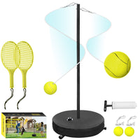 Easy to Install Solo Tennis Rebound Coach Stable Weighted Base Tether Tennis Set Tangle-Unrestricted for Beginners, Adults, Lawn, Playground