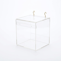 Bird Bath Box with Hooks, Transparent Acrylic Bird Bath Tub for Cage, Parrot Bath Box for Pet Bathing, Bird Cage Supplies Par