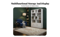 Modern Design Living Room Display Cabinet Large Capacity Freestanding Display Shelf Sturdy Construction Freestanding Bookcase with Doors Easy-to-Clean Surface for Collectors, Apartment Dwellers, Homeowners