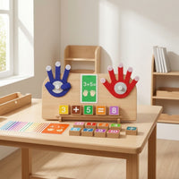 Arithmetic Board with Felt Hands Preschool Counting Board with Beads Wooden Math Toy Screennon-Digital Game Fine Motor