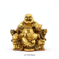 Laughing Buddha Statue with Emperor's Dragon Chair Feng Shui for Collectors