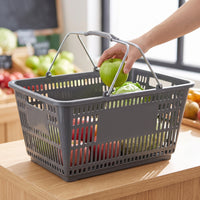 Shopping Basket with Metal Handle Produce Basket with Wire Handle Heavy-Duty for Shoppers, Supermarket