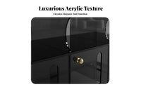 Light Luxury Aesthetic Ribbed Acrylic Cabinet Modern design Transparent Curio Cabinet semi-transparent Doors Storage Unit Multi-Functional for Interior Decorators, Collectors, Homeowners, Living Room, Entryway, Bedroom, Playroom