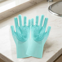 Dog Grooming and Hair Remover Silicone Glove for Cat Grooming, Washing Gloves with Shampoo Brush, Five Finger Bath Brush, Single Bath Gloves