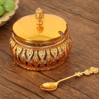 Glass Jar with Spoon Decorative Sugar Bowl with Lid Gleaming for Home Cooks