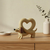 Heart Dog Statue Creative Gift Dachshund Figurine Novelty Design for Entryway