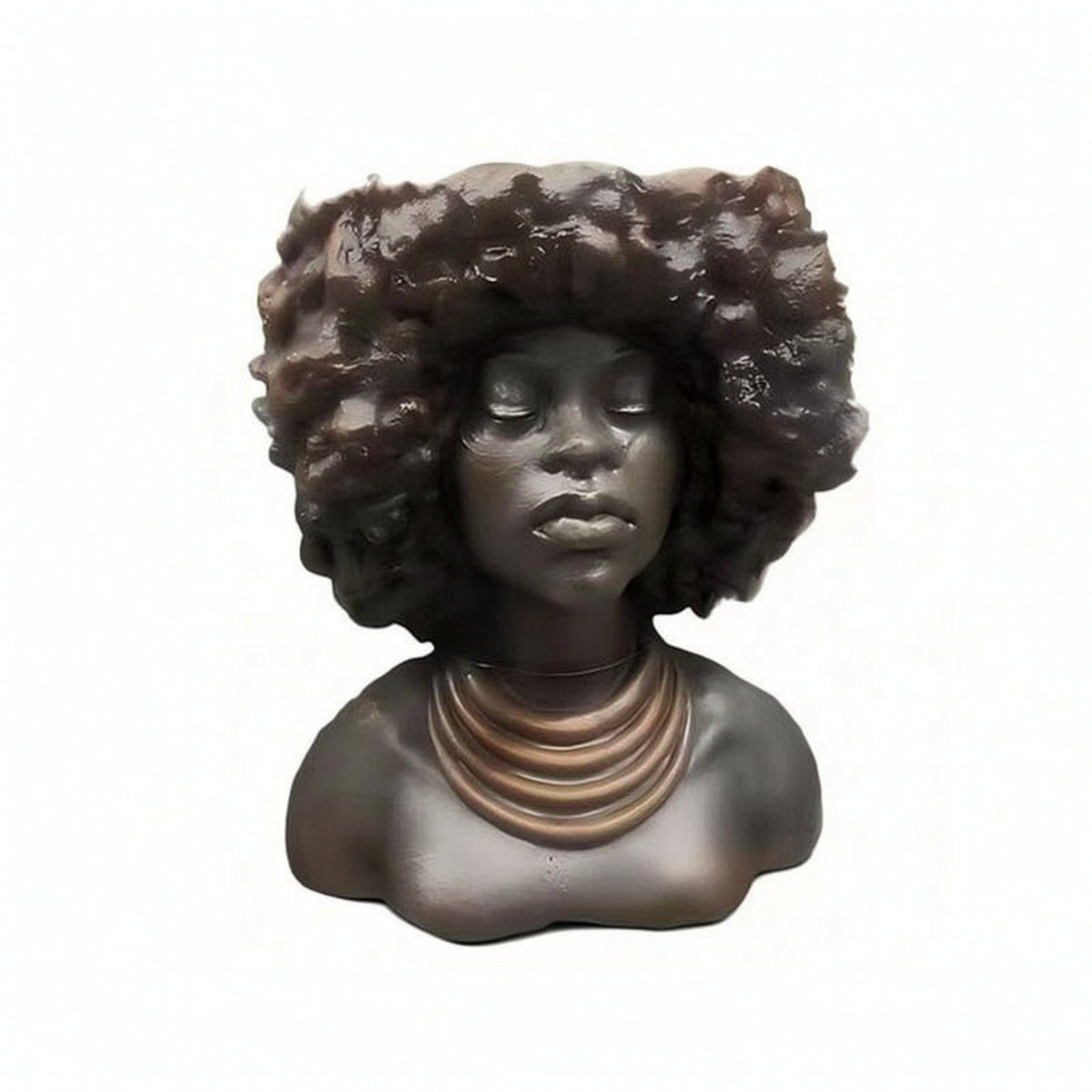Resin Bust Planter Textured Planter with Flower Embellishment Sculptural