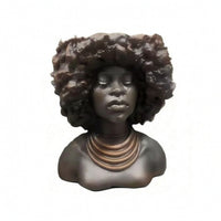 Resin Bust Planter Textured Planter with Flower Embellishment Sculptural
