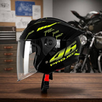 Ventilated Motorcycle Open Face Helmet | Adjustable, Helmet with Quick Release Buckle, for City Riding