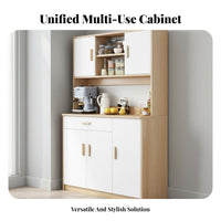 Modern Sideboard Buffet Faux Wood Finish Dining Room Storage Cabinet Multi-Functional Freestanding Hutch Cabinet for Homeowners, Adults, Home, Hallway