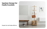 Rolling Valet Stand with Hamper 2-in-1 Design Clothes Rack Large Capacity Basket
