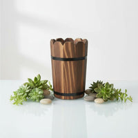 Carbonized Wood Flower Pot Anti Cactus Pot Wooden Planter With Metal Handles for Balcony, Home Decoration