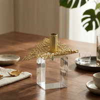 Candle Holder with Acrylic Base Tall Metal Candle Holder Modern Decor for Bedroom