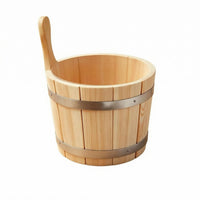 Sauna Pail and Ladle Set Metal Bands Wooden Sauna Pail uncoveredTop