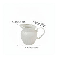 White Ceramic Pitcher Vase Wabi-Sabi Aesthetic Decorative Flower Vase Minimalist
