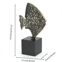 Collectible Coastal Fish Statue Sculpture Marble Base Unique Compact Figurine Durable Aquatic Art Fade-resistant Suitable for Gift Giving Home Decoration Office Display Living Room Entryway Console