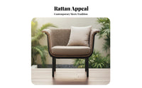 3 Pieces Southeast Asian design bird's perch Chair Set Woven Design Outdoor Furnishing Soft paddings Patio Seating Group Includes Table and Ottoman for Guesthouse Owners, Apartment Dwellers, Homeowners, Balcony, Living Room, Garden, rearyard