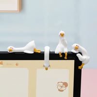 4 Pieces Cute Duck Dashboard Decoration Cartoon Duck Dashboard Decor Playful Screen Perch Figures Compact for Drivers, Commuters, Office Desk