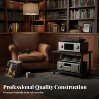 Stable Load-Bearing Audio Component Rack Heavy Duty Stereo Component Rack Easy to Assemble Stereo Equipment Shelf Compact Footprint for Audiophiles, Gamers, Home Theater, Living Room