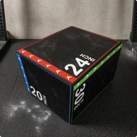 EPE Padding Foam Jump Box Black Cover Plyo Box Stitched Seams Fitness Gear Colored Border Accents