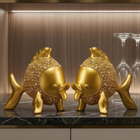 Golden fishing Figurines Textured Figurine Raised Fins Home Decor