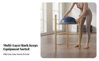 Space-Saving Design Fitness Ball Rack Non-Slip Adjustable Feet Half Balance Ball Rack Sturdy Metal Construction Large Capacity