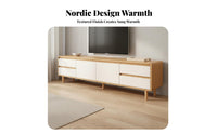 Sturdy & Strong Build Modern Wooden TV Stand Easy Cable Management Wooden TV Console with Storage Handleless Design Minimalist Media Cabinet with Storage Rounded Safety Corners for Bedroom