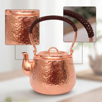 Hammered Copper Tea Kettle Compact Hammered Kettle Traditional Vessel for Collectors