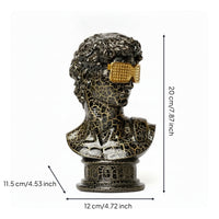 Bust with Glasses Crackle-Finish Male Bust Compact for Tabletop, Home Decorators