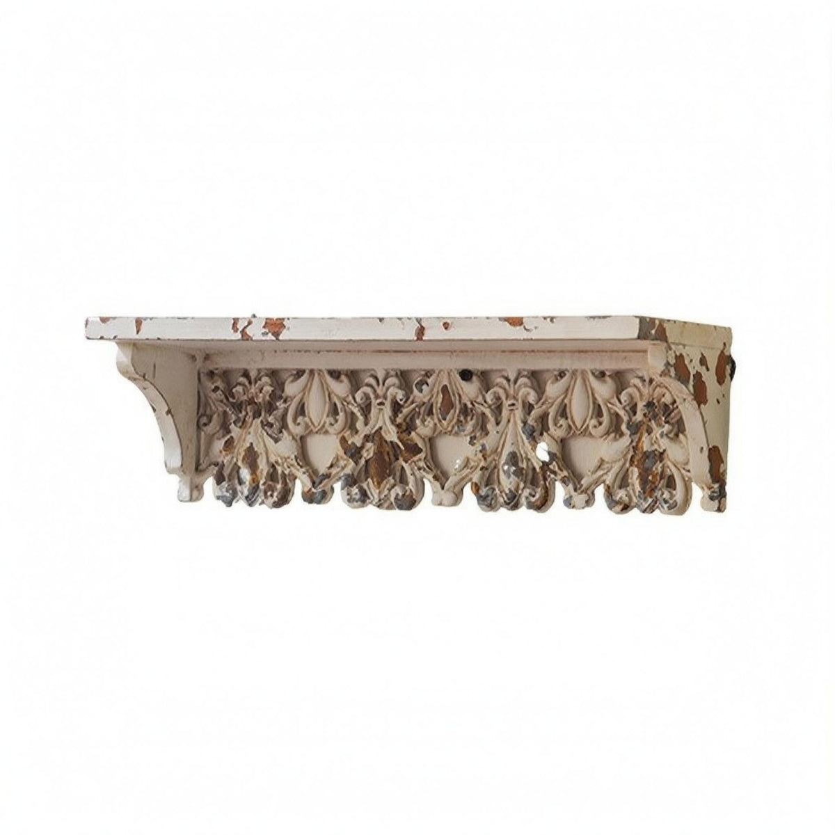 Ornate Wall Shelf White Tones Antique Wall Shelf Easy to Install House Decoration