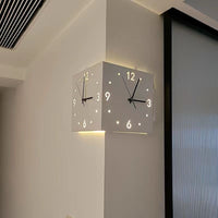 Nordic Double-Sided Corner Wall Clock with Silent Movement, No Drilling Needed
