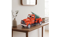 Truck with Tree Ornament Shiny Vintage Truck Ornament with Tree Tabletop