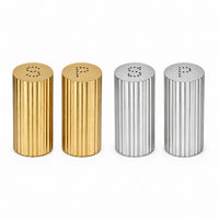 304 Stainless Steel Salt and Pepper Shaker Set, Gold, Cylindrical, for Hotel or Western Dining