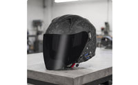 Three Quarter Helmet | molded Carbon-Fiber Look, Low-Profile with communication system System, for Daily Commuting