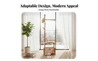 Floor-Standing Design Rolling Clothes Rack with Hamper Multi-Functional Rolling Garment Rack Portable Clothing Organizer Lockable Casters for Apartment Dwellers, Homeowners, Students, Bedroom, Dorm Room, Entryway