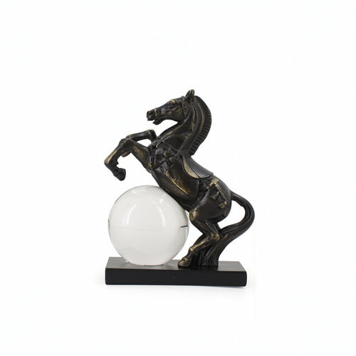 Horse Sculpture with Glass Ball Decorative Ornament Clear for Art Collectors
