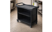 Three-Tier Utility Cart Caster Wheels Matte Black Utility Cart Molded Handle Storage Furniture