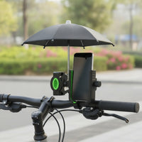 360-Degree Adjustable Motorcycle Handlebar Phone Mount with Sun Umbrella Anti-Vibration Phone Holder with Sun Umbrella Secure Rotatable for Delivery Riders, Motorcyclists