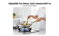 Food Grade Round-Bottom Wok Uncoated Stir-Fry Pan sturdy Duty Cookware No Synthetic Coatings for Home Cooks, Cooking aficionados, outdoor enthusiasts, Gas Stovetops, Commercial Kitchen, BBQ, Camping