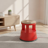 Heavy-Duty Rolling Step Stool Anti-Slip Kick Step Stool Industrial-Strength Retractable for Library
