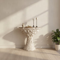 Console Table with Carved Base Vintage-Inspired Furniture Distressed Shabby-Chic for Entryway, Hallway