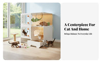 Multi-Level Feline Villa with Integrated Litter Box Spacious Interior