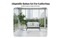 4 Pieces Weather-withstandant 4-Piece Woven Sofa Set Water paddings 4-Person Sofa and Chair Set Modern Design Outdoor Furniture Easy to Clean for Homeowners, Families, Adults, Garden, Sunroom, Backyard, waterside