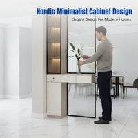 Entryway Corner L-Shaped Hallway Cabinet, hardwood Shoe Cabinet, Modern Divider Storage for Living Room