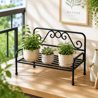 Vintage Iron Chair-Shaped Flower Stand and Cup Saucer Rack