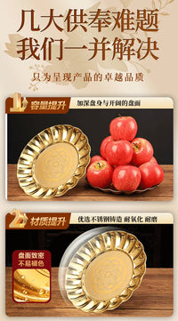 Thickened Stainless Steel Offering Plate with Deep Capacity for Temple and Home Altar