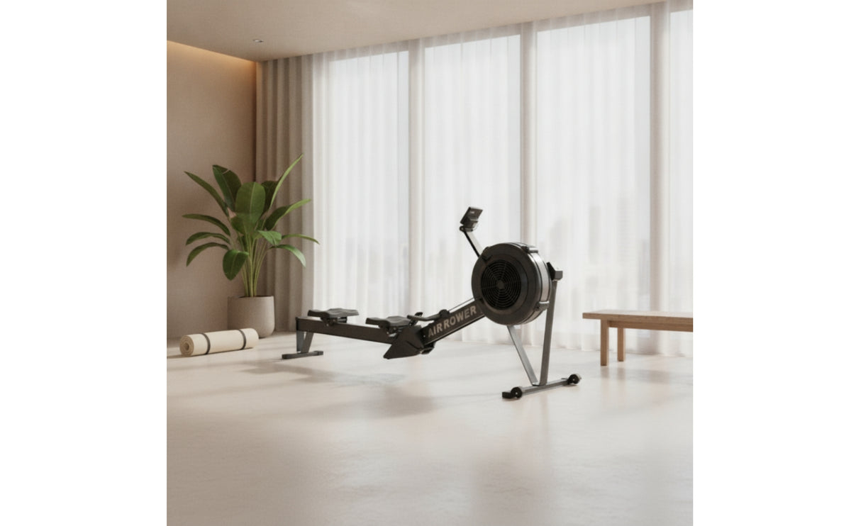 Air Rowing Machine Heavy-Duty Air Rower Rowing Machine with Flywheel Ergonomic Fitness Equipment Professional for Athletes