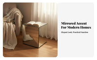 Mirrored Cube Table Geometric Design Mirrored Pedestal Luxurious Look for Adults