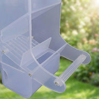 Transparent Acrylic Avian Feeders for Small Avian Species, Automatic Feeder with Perch, Anti-Scatter Design for Parakeet, Cockatiel and Lovebird